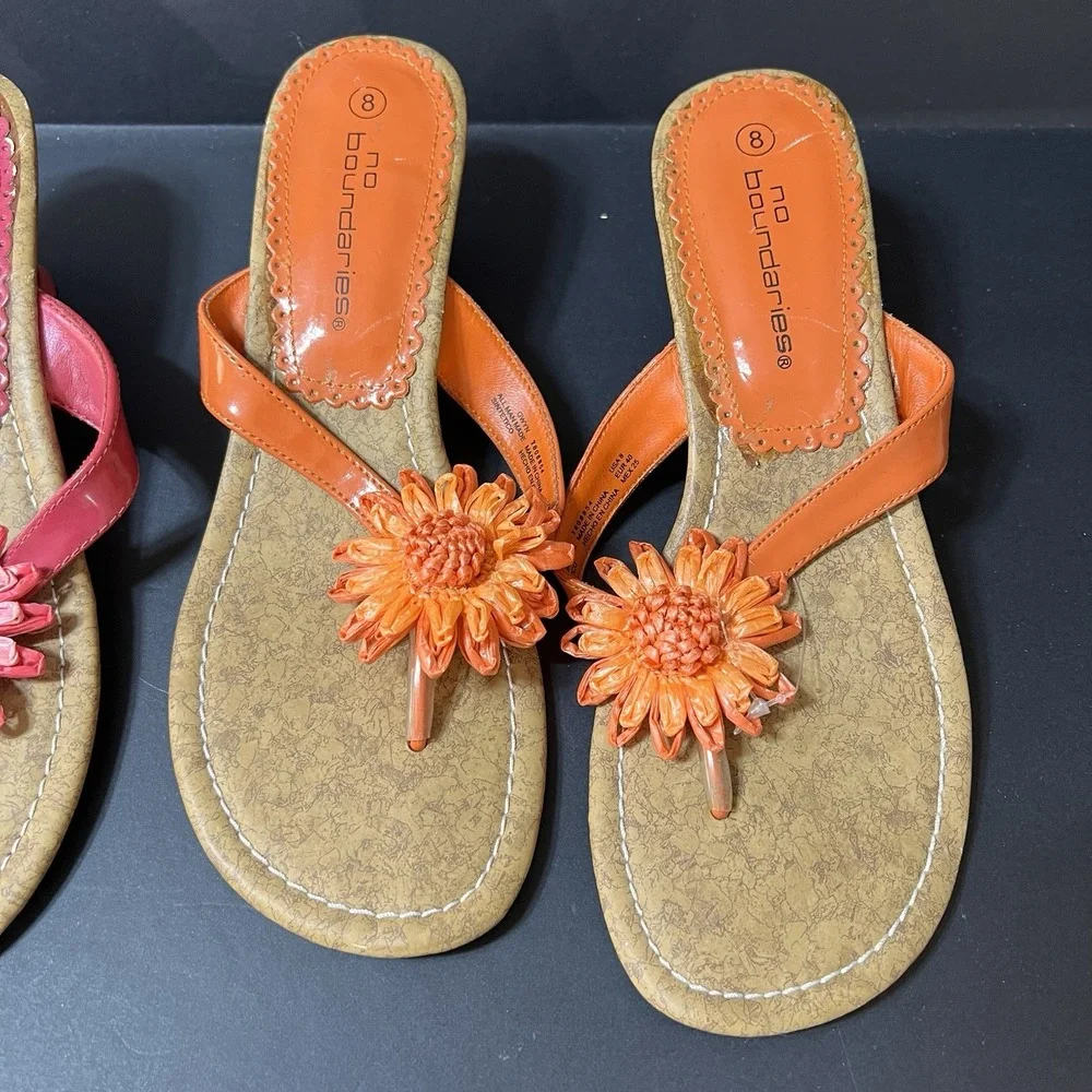 Womens Sandals Size 8 No Boundries Shoes Pink Orange Sandals Set Of 2